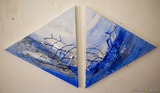 Diptyque bleu art abstrait