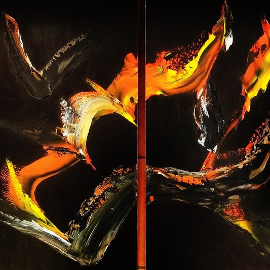 Peinture sur aluminium couleurs chaudes art