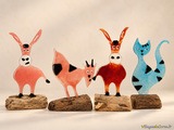 Animaux décoratifs en verre - Créations sur bois flotté