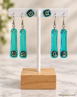 Boucles d'oreilles longues en verre turquoise - Atraverre
