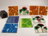 Dessous de verre en verre fusionné - Motifs colorés Atraverre