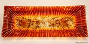 Plat à cake en verre fusionné - Tons orange et rouge