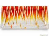 Plat rectangulaire en verre fusionné - Orange, blanc et transparence
