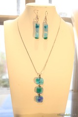 Blaues Schmuckset - Halskette und Ohrringe aus Glas - Atraverre Calvi