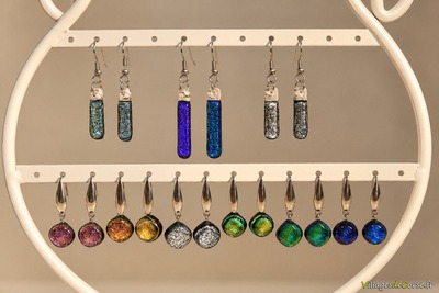 Boucles d'oreilles en verre dichroïque multicolore - Atraverre