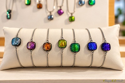 Bracelets en verre dichroïque multicolore - Collection Atraverre