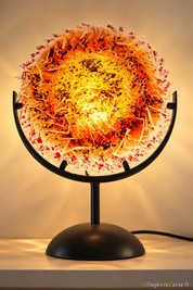 Lampe ronde orange en verre fusionné - Création Atraverre