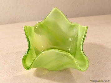 Photophore vert en verre fusionné et thermoformé - Atraverre