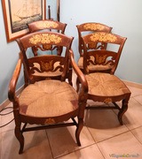 Fauteuil ancien décoré à l'or au pochoir - Thème de la vigne, début XIXe