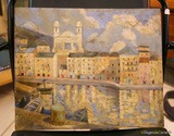 Huile sur toile - Port de Bastia par Cresci