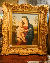 Huile sur toile Vierge à l'Enfant 19e siècle