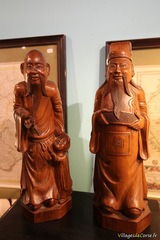 Statues en bois de dignitaires et sages chinois, 20e siècle