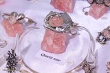 Rings corses en rhodochrosite et quartz rose