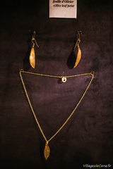 Schmuckset Halskette und Ohrringe mit Olivenblatt-Prägung in Bronze - Les Bijoux By Bulles - Calvi, Korsika