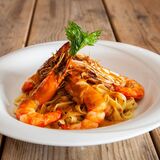 Tagliatelle with prawns