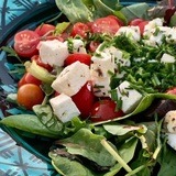 Summer tomato salad - Dinner at the Capra goat farm