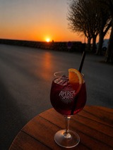 Capo Spritz cocktail at sunset - Au Bon Clocher Restaurant in Canari, Cap Corse