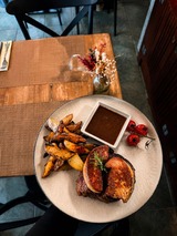 Grilled fish, potatoes and vegetables - Au Bon Clocher Restaurant in Canari