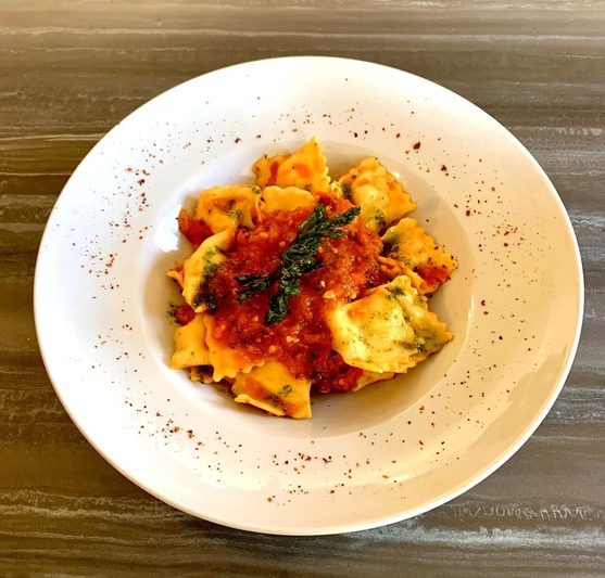 Cheese ravioli with homemade tomato and basil sauce - Restaurant I Fratelli in Rapale.