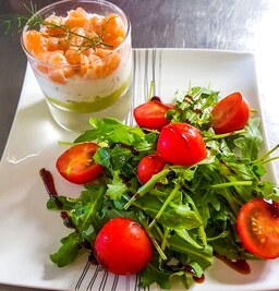 Fresh salmon salad at Restaurant I Fratelli in Rapale.