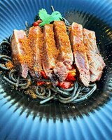 Pasta nero di seppia tonno rosso centuri e boutargue rapee - Ristorante U Palmentu - Centuri, Corsica