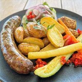 Veal Sausage (Flori Farm) with Old-Fashioned Mustard