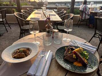 Terrace overlooking Centuri port - U Palmentu Restaurant
