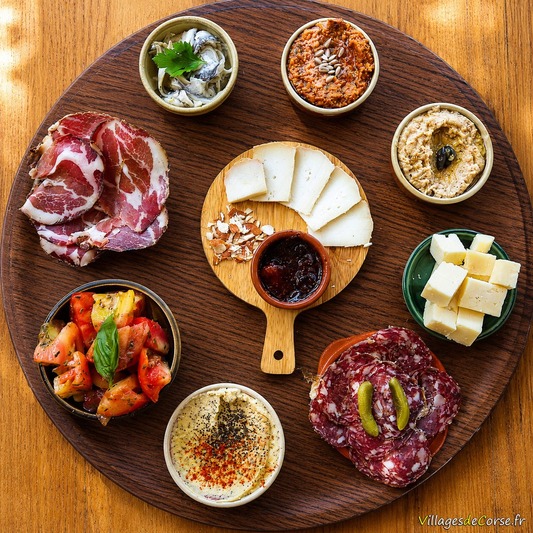 Corsican tapas platter - A Casarella Restaurant in Pigna, Balagne