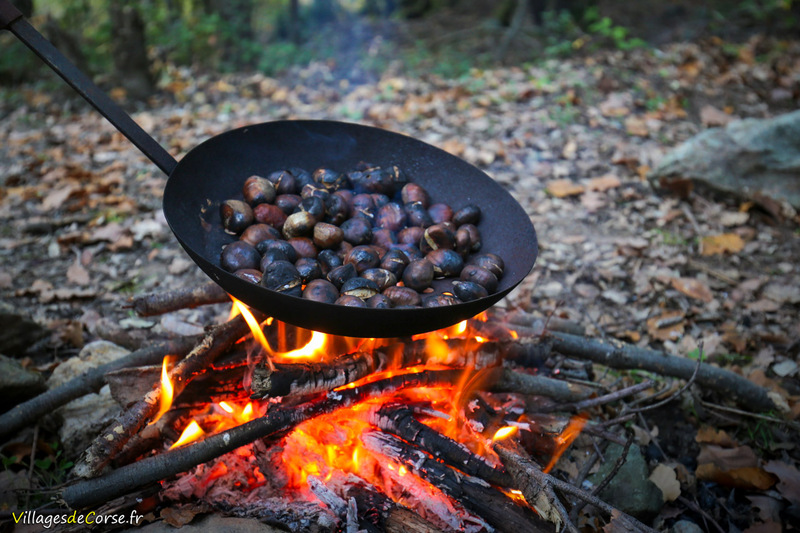 Castagne cotte a legna di Nebbiu